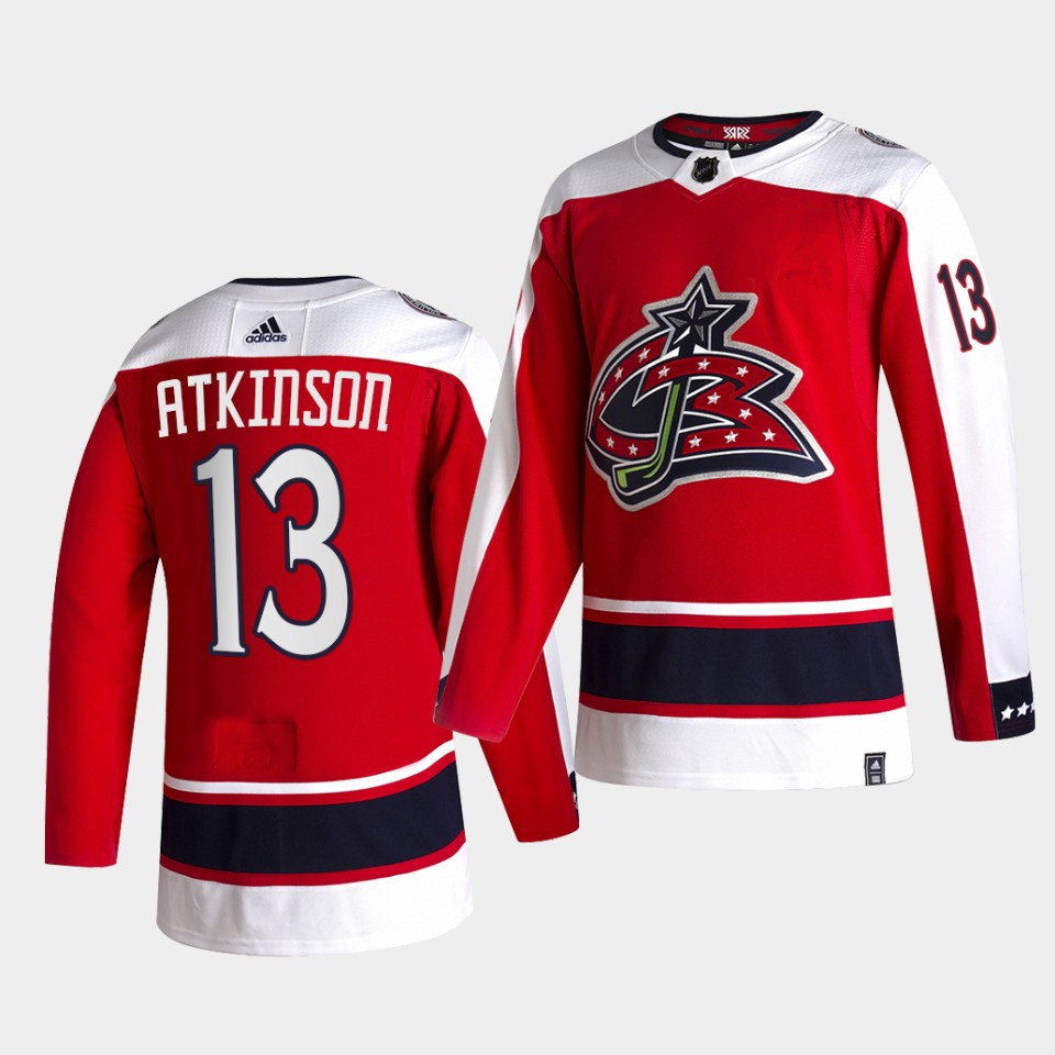 Men's Red Reverse Retro Columbus Blue Jackets #13 Cam Atkinson 2020-21 Stitched Jersey